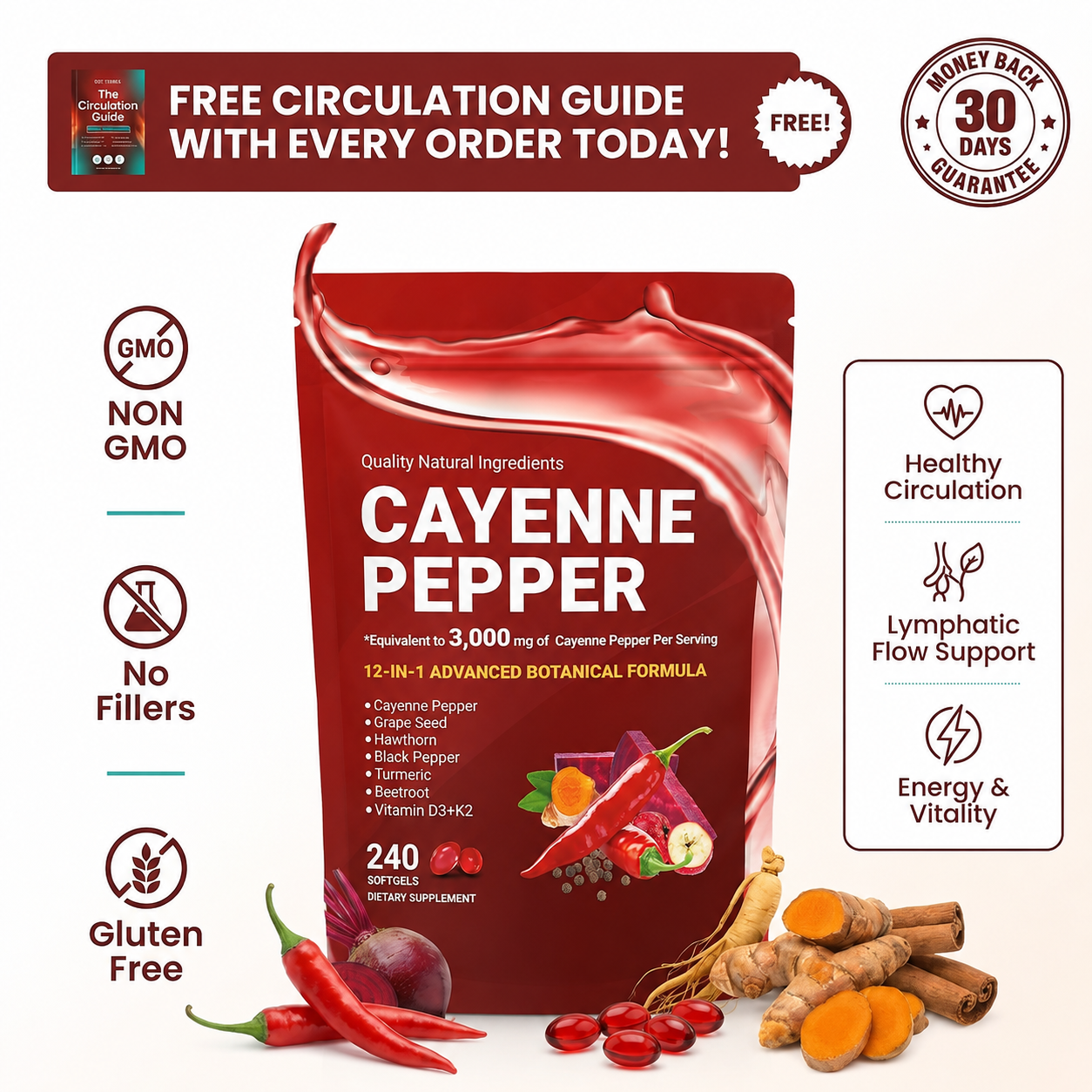 Beltwell® Cayanna Pure+ Wild Cayenne & Botanical Lymphatic Support Complex