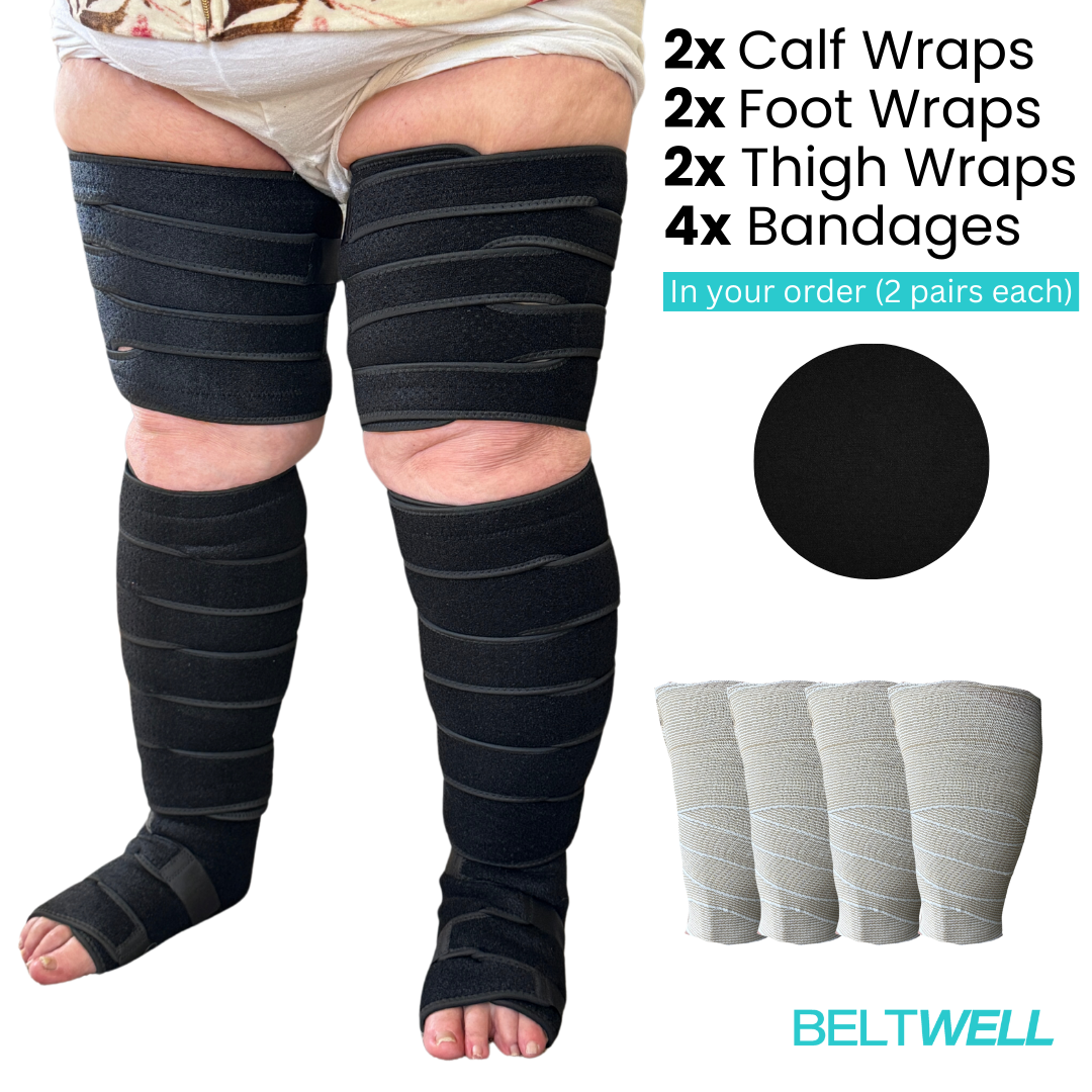 Beltwell® The Full Leg Compression Bundle (Foot, Calf, Thigh) + 8 FREE Bonuses | BLACK