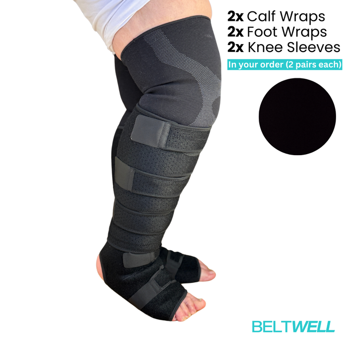 The Compression System For Knee, Calf & Foot (2 pack Each) | BLACK