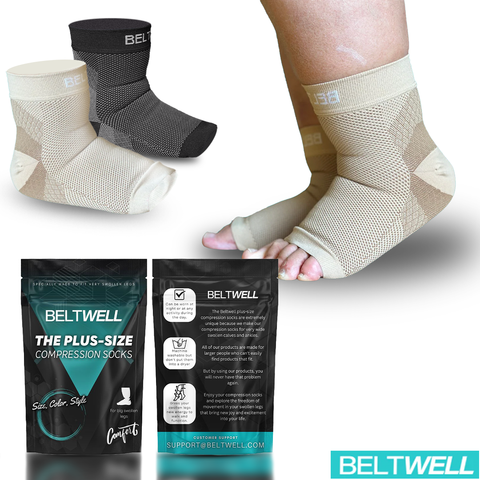 Beltwell® - Plus-Size Foot & Ankle Compression Socks For Swelling (2 pairs)