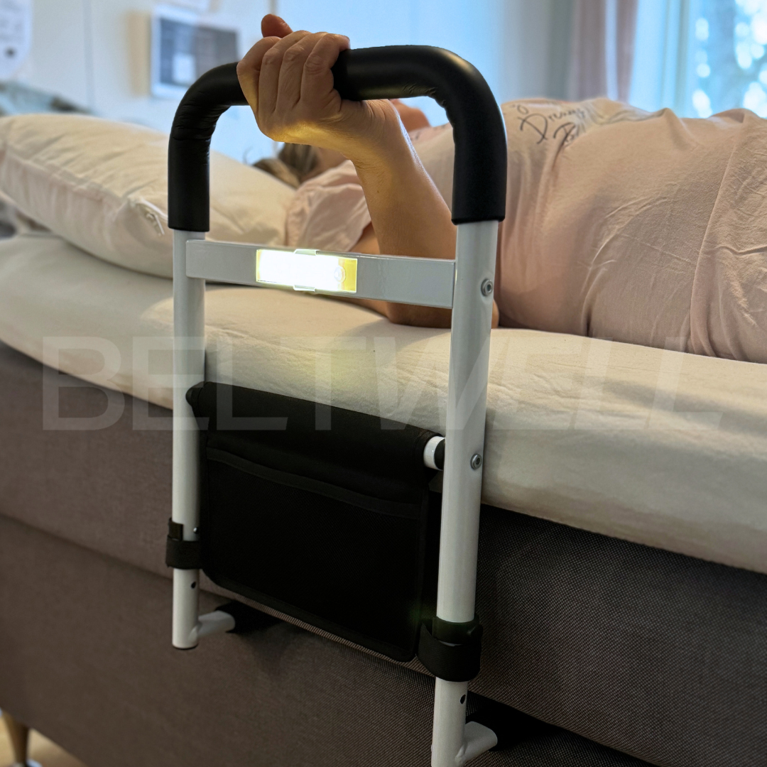 Beltwell® - Bedrail Guard For Preventing Rolling Out Of Bed & Getting Out Of Bed Easier - Added LED Light