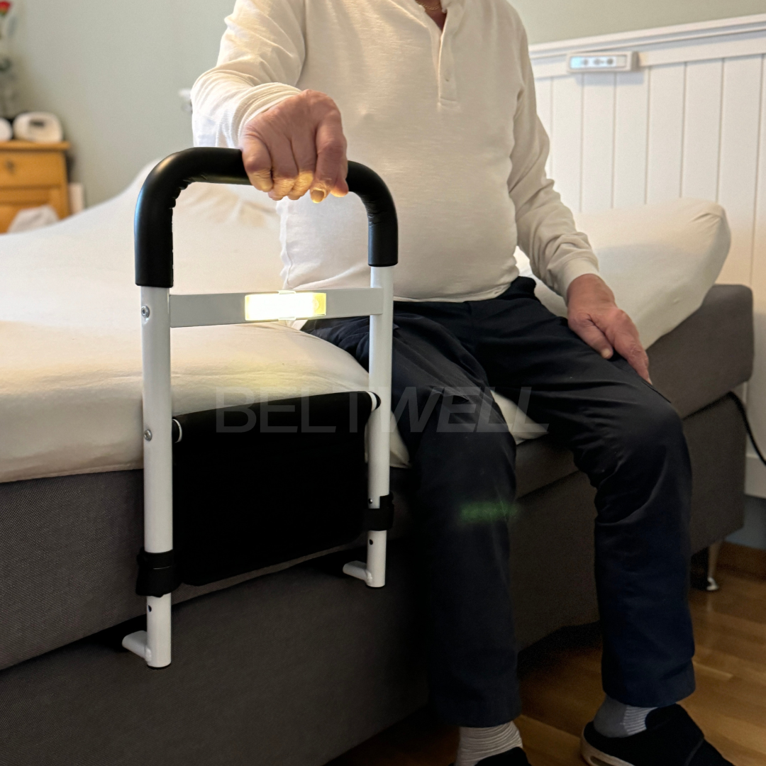 Beltwell® - Bedrail Guard For Preventing Rolling Out Of Bed & Getting Out Of Bed Easier - Added LED Light