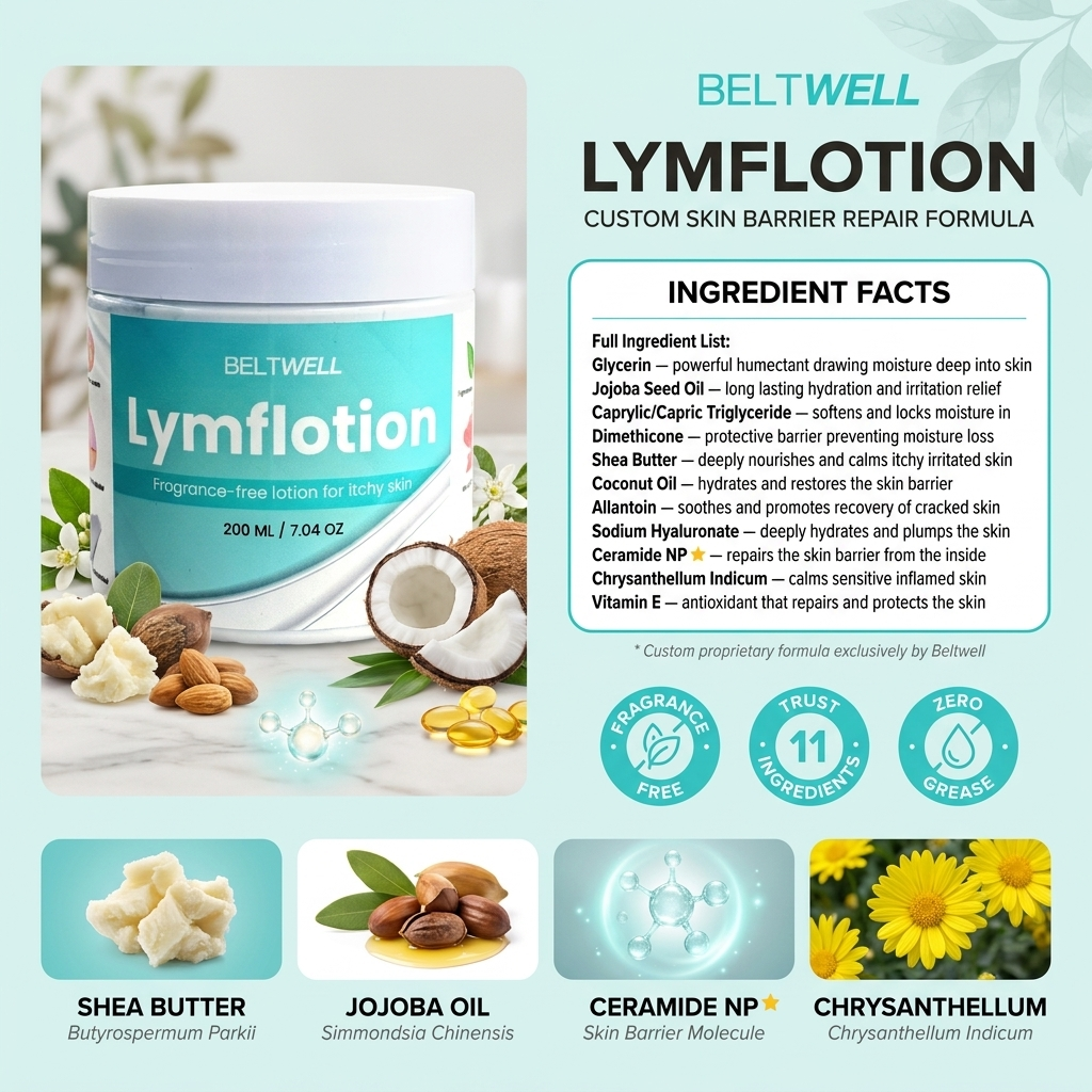 Lymphatic Support Fragrance-Free Non-Greasy Anti-Itch Ceramide NP Lotion