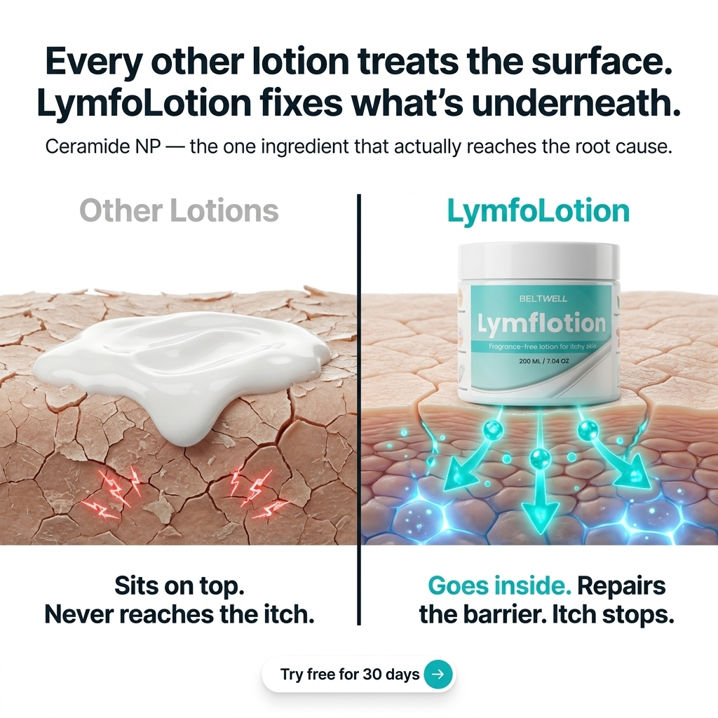 Lymphatic Support Fragrance-Free Non-Greasy Anti-Itch Ceramide NP Lotion